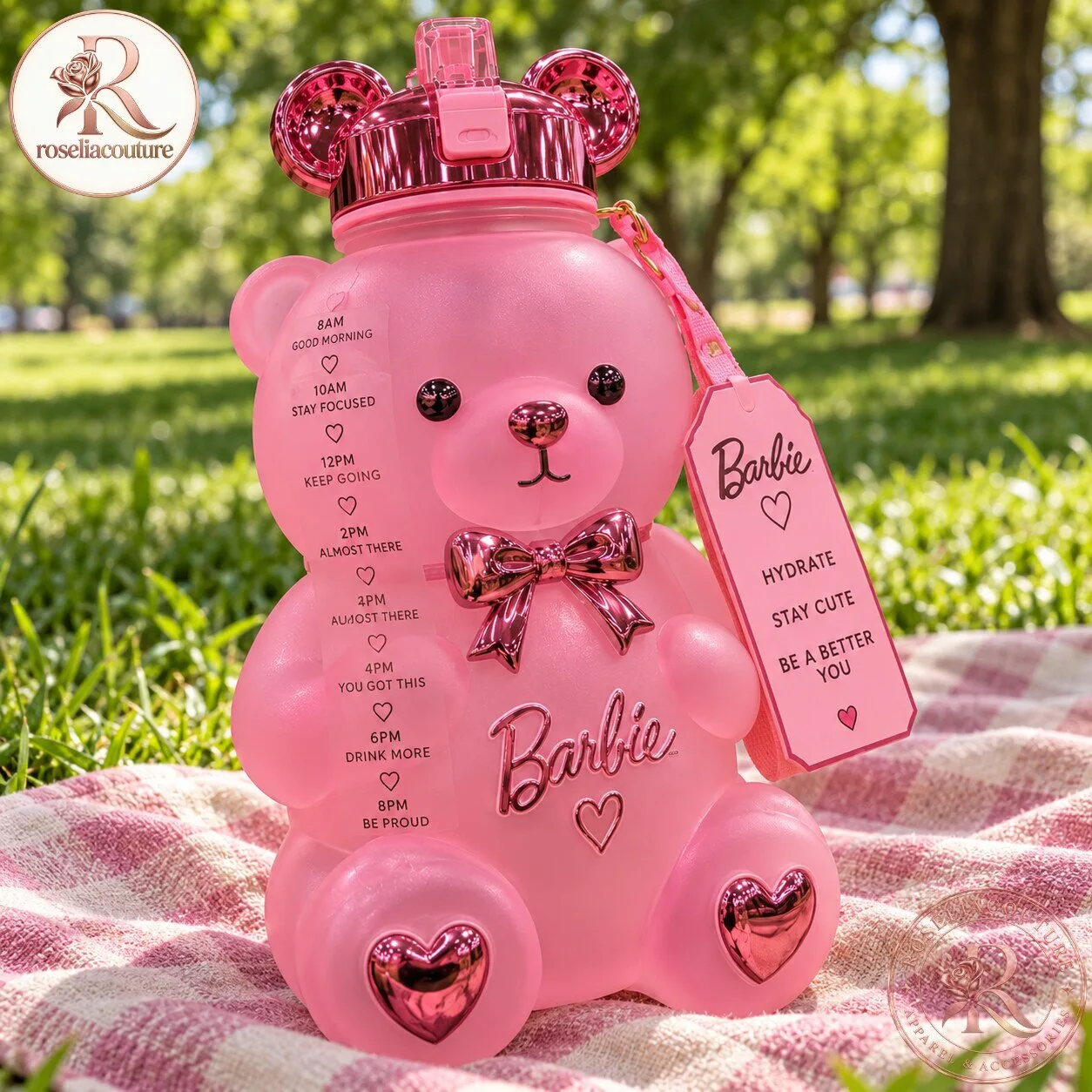 Barbie Pink Teddy Bear Water Bottle 6 Barbie Pink Teddy Bear Water Bottle