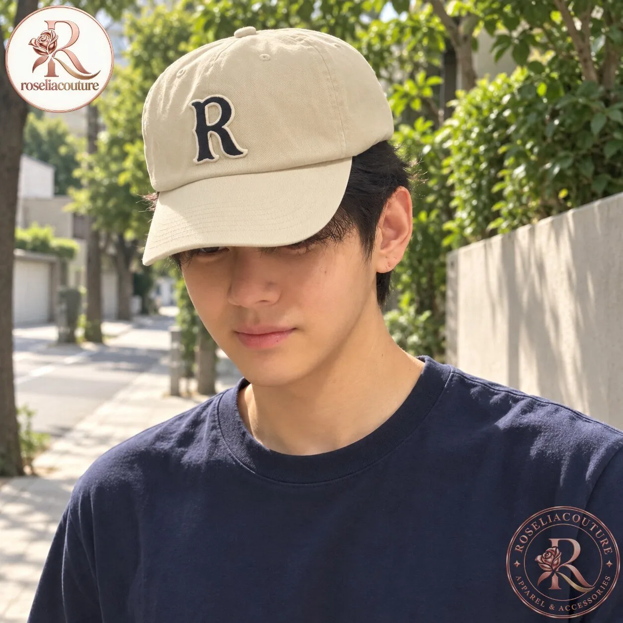 V BTS x Inspired Beige Letter R Dad Hat 5 V BTS x Inspired Beige Letter R Dad Hat
