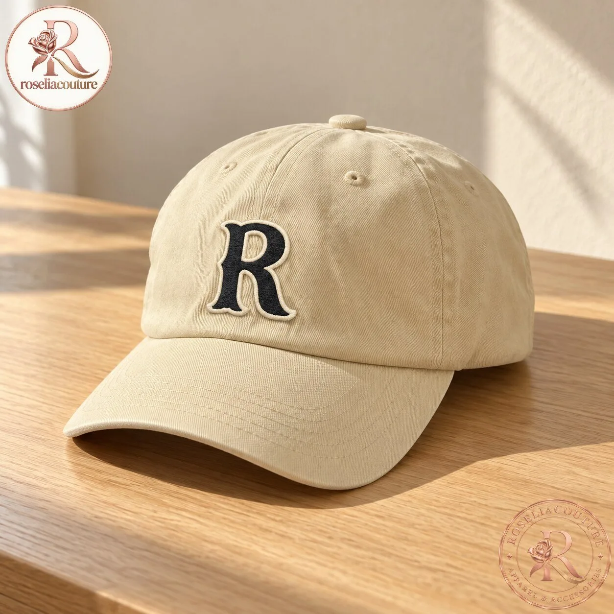 V BTS x Inspired Beige Letter R Dad Hat 6 V BTS x Inspired Beige Letter R Dad Hat
