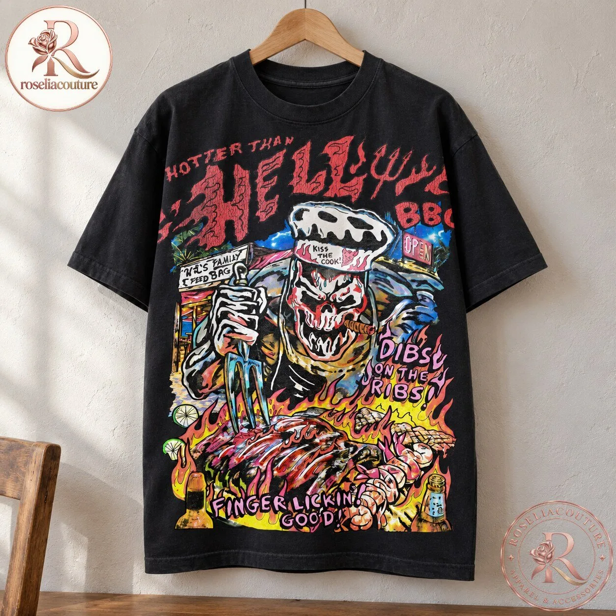 Hotter Than Hell BBQ Skull Graphic T-Shirt 6 Hotter Than Hell BBQ Skull Graphic T-Shirt