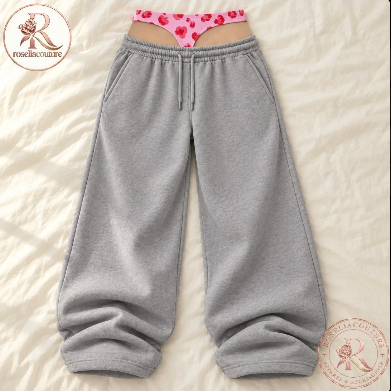 CheekFlex Pink Hearts Graphic Sweatpants