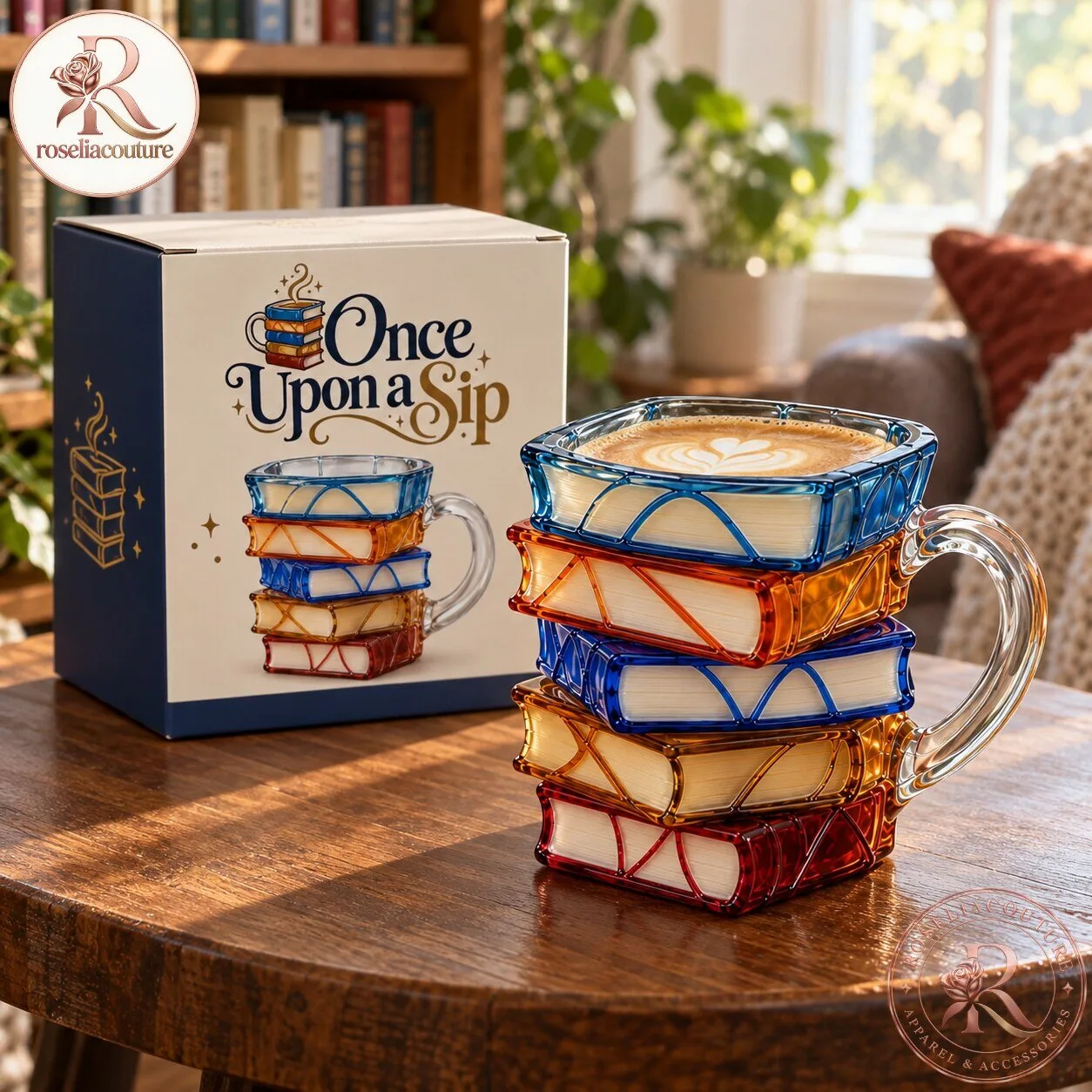 Book Lover Stained Glass Mug – Literary Gift Cup