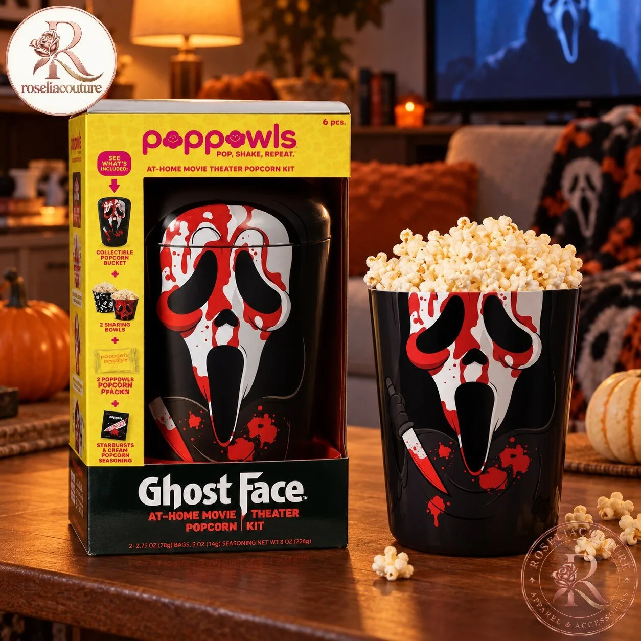 Poppowls Ghost Face Horror Movie Night Popcorn Set