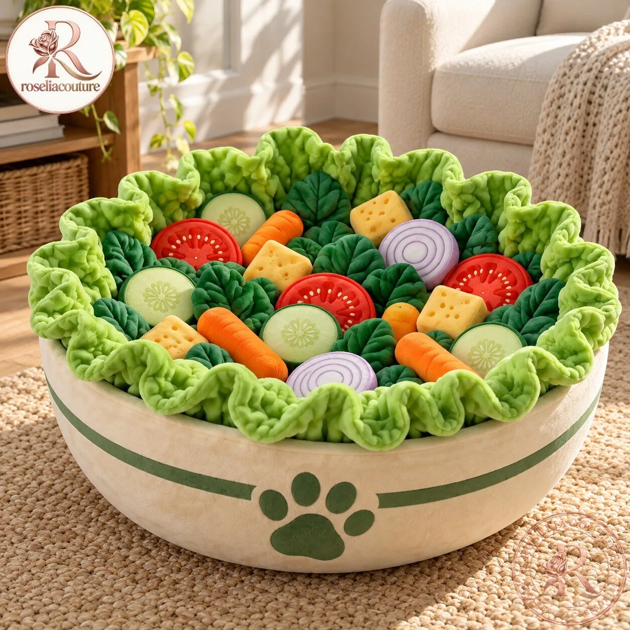 Cute Salad Bowl Plush Cat Bed