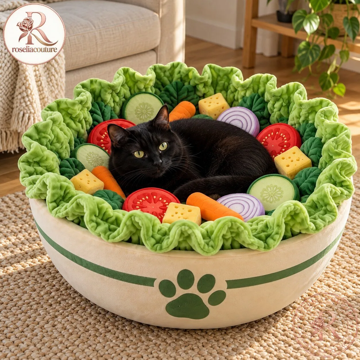 Cute Salad Bowl Plush Cat Bed 7 Cute Salad Bowl Plush Cat Bed