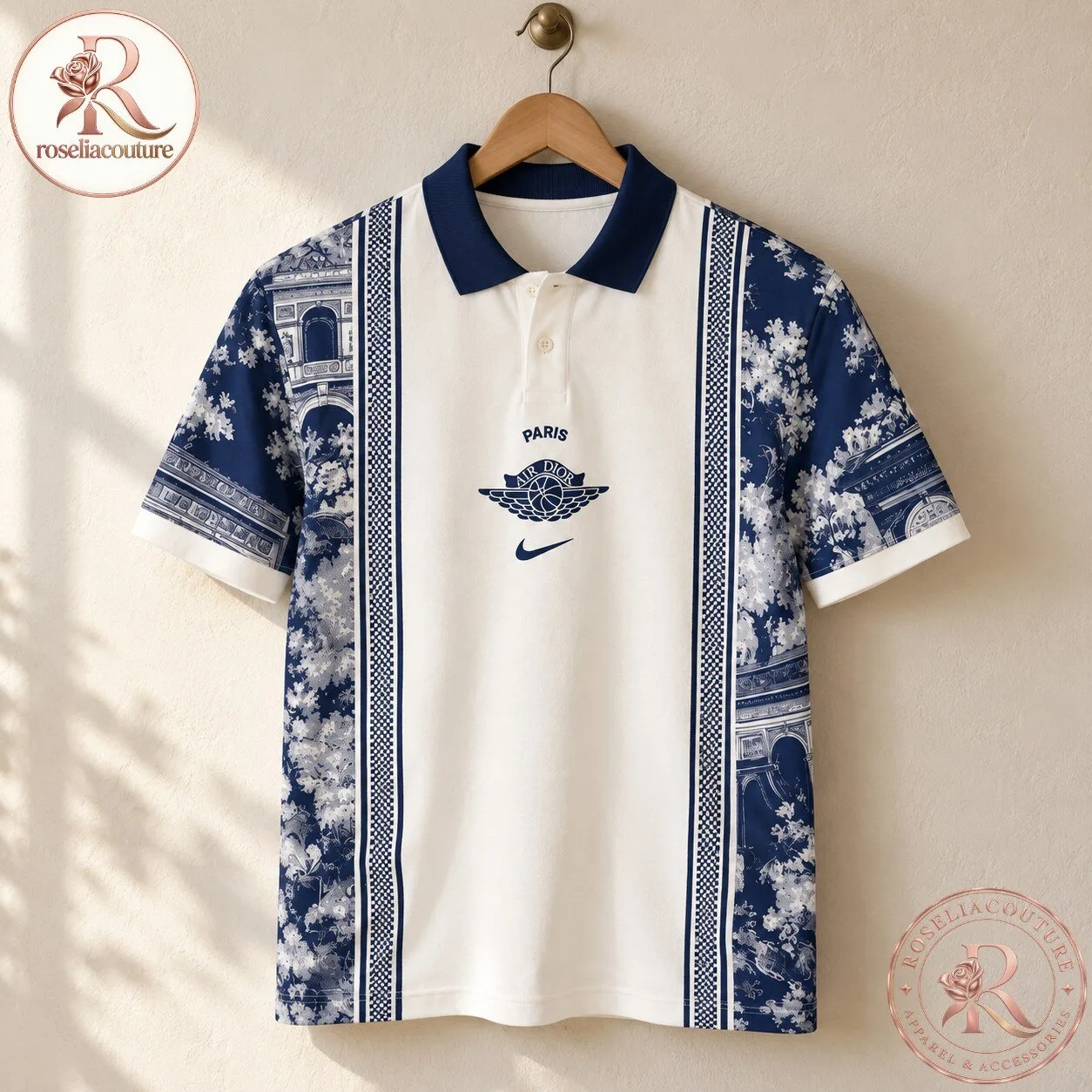 PSG x Nike x Dior Special Edition Navy and White Polo Shirt