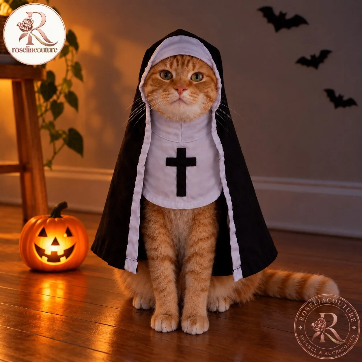 Holy Pet Costume Black and White Nun Outfit for Halloween