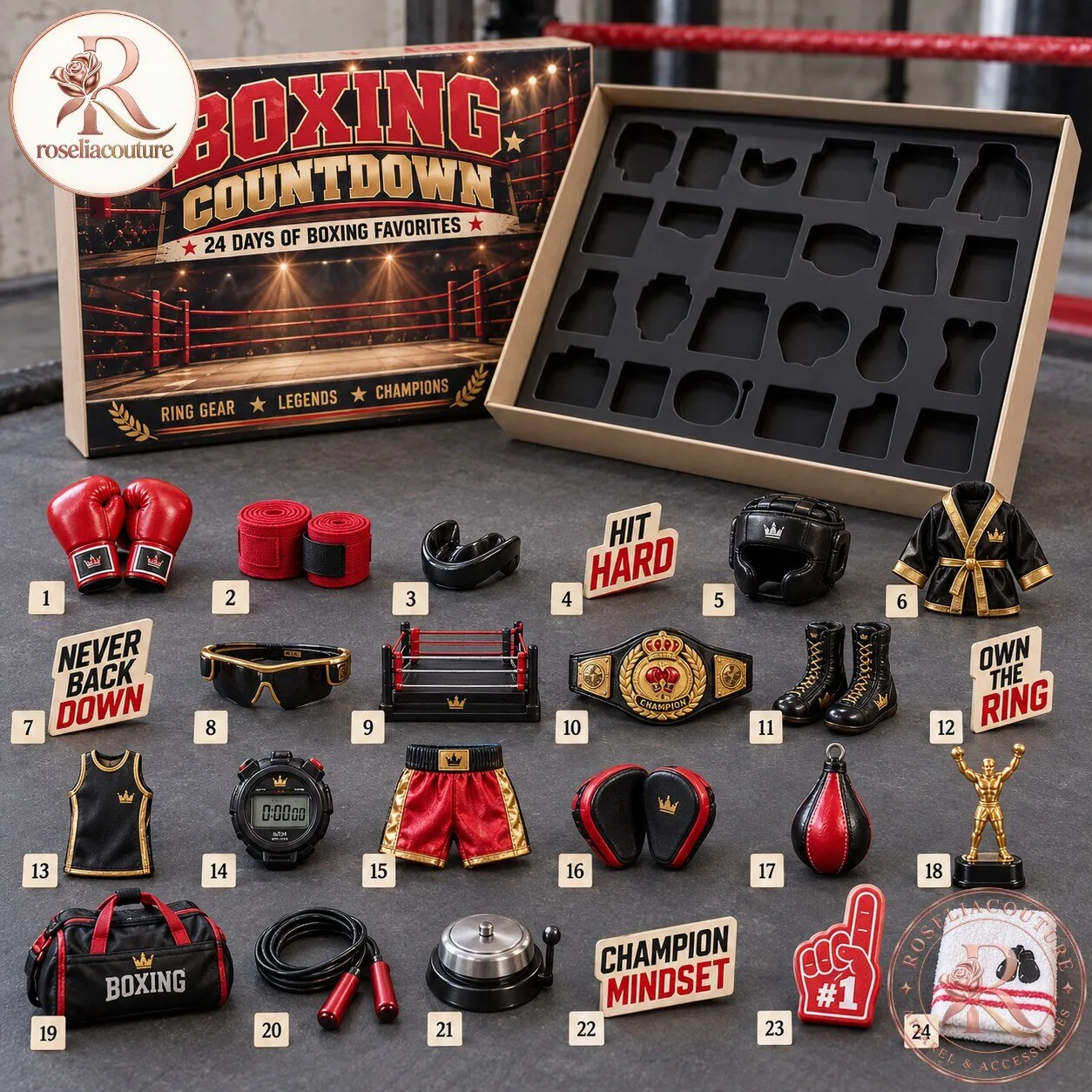 Boxing Advent Calendar with 24 Miniature Boxing Surprises 6 Boxing Advent Calendar with 24 Miniature Boxing Surprises