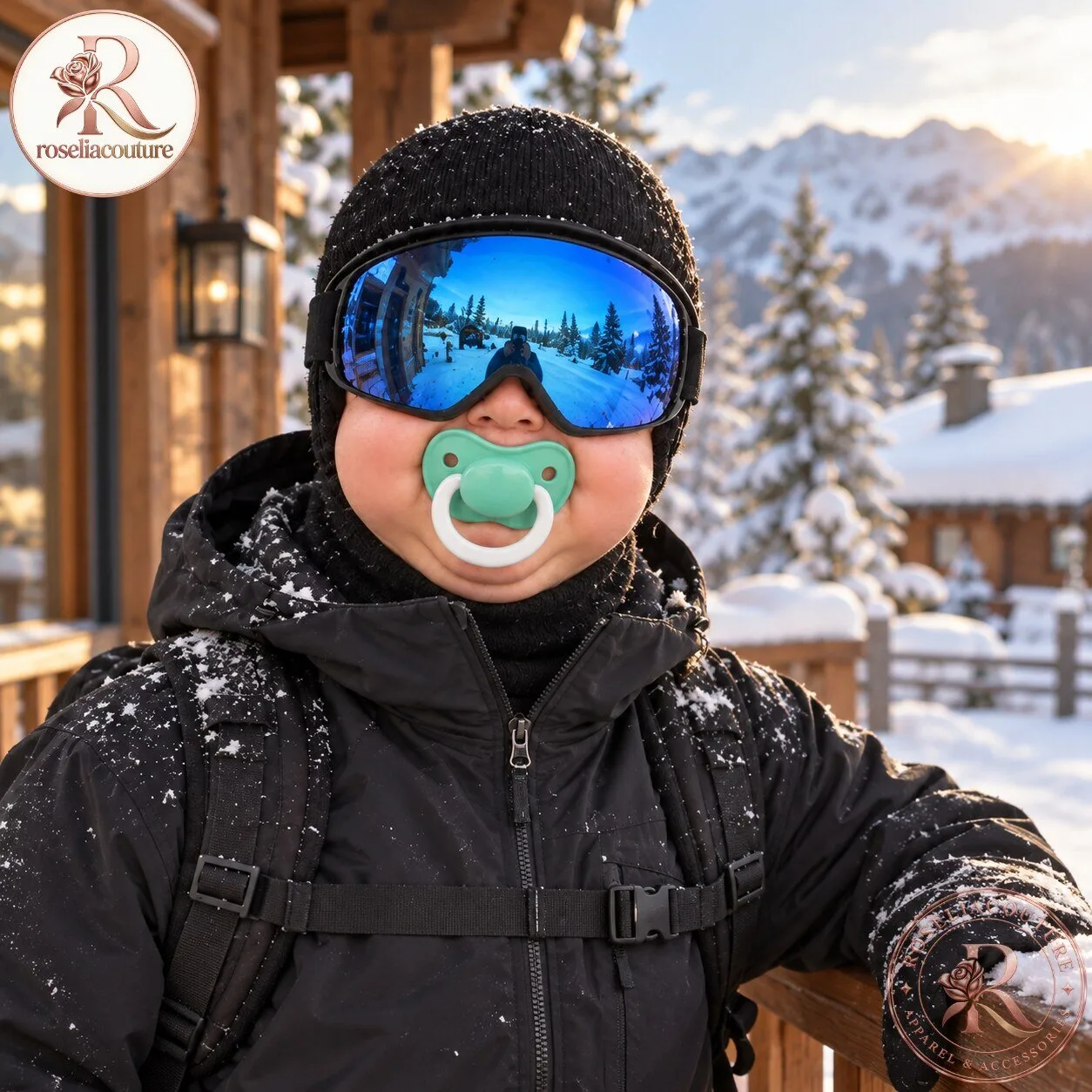 Binky Baby Face Ski Mask with Pacifier Print
