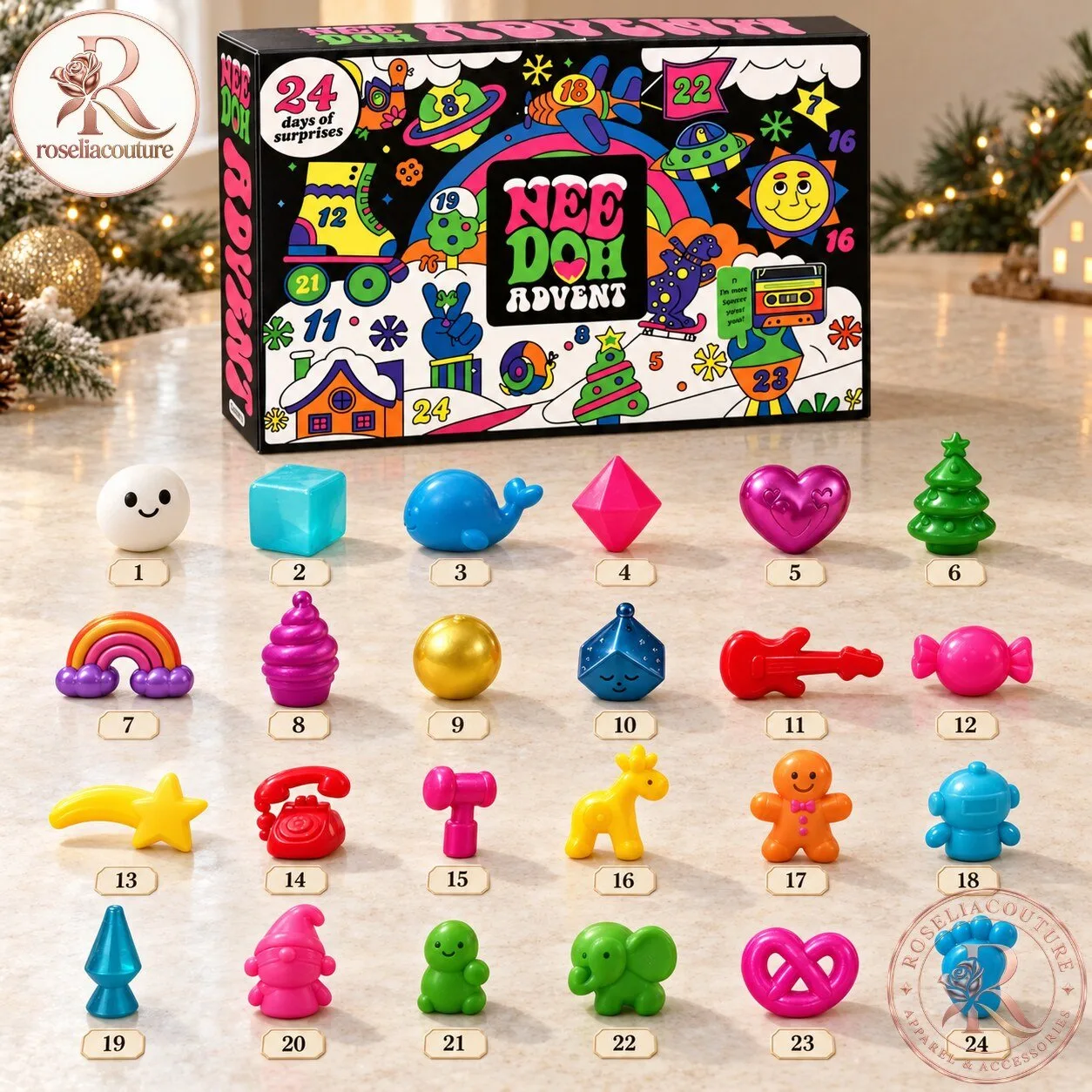 NeeDoh Mini Squishy Toy Advent Calendar Christmas Gift Box 6 NeeDoh Mini Squishy Toy Advent Calendar Christmas Gift Box