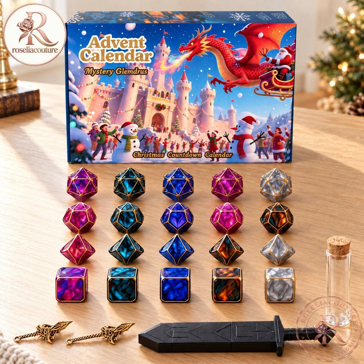D20 Advent Dice Calendar Red Dragon Christmas Countdown