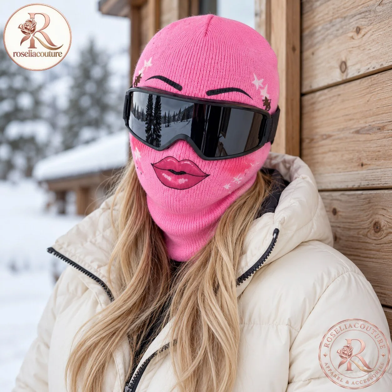 Pink Lips Ski Mask Knitted Balaclava for Winter 6 Pink Lips Ski Mask Knitted Balaclava for Winter