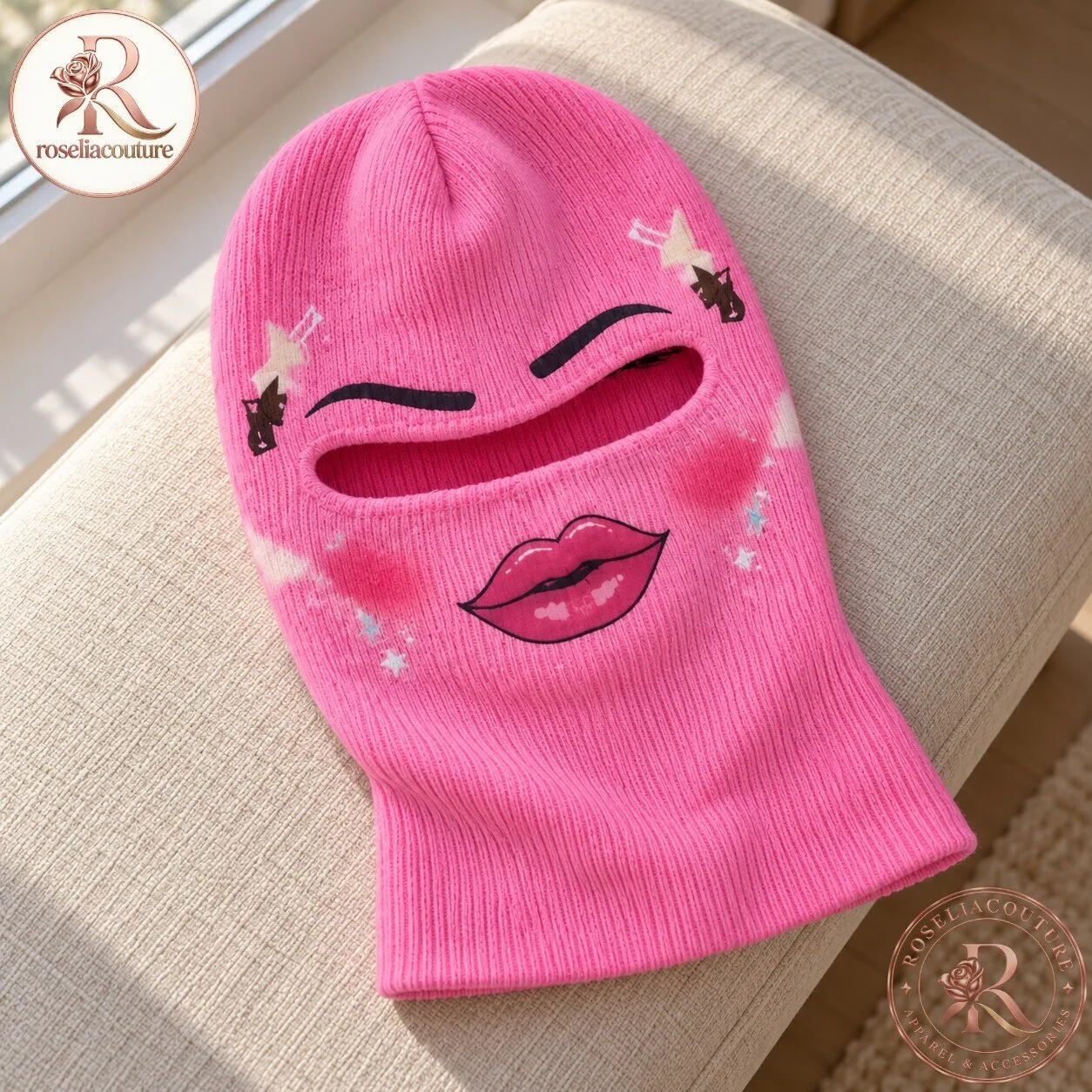 Pink Lips Ski Mask Knitted Balaclava for Winter 7 Pink Lips Ski Mask Knitted Balaclava for Winter