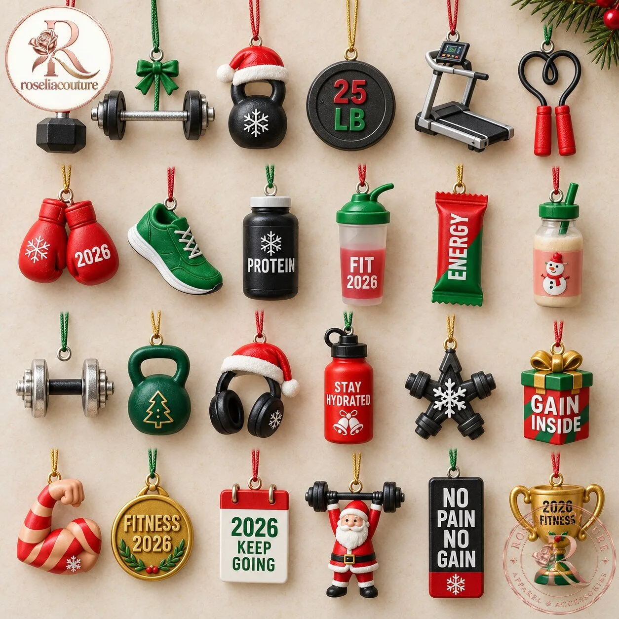 Fitness Christmas Countdown 2026 Advent Calendar with Gym Ornaments 6 Fitness Christmas Countdown 2026 Advent Calendar with Gym Ornaments