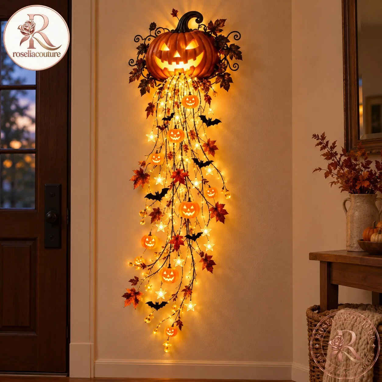 SpookyWall Lighted Jack O Lantern Halloween Wall Decoration 6 SpookyWall Lighted Jack O Lantern Halloween Wall Decoration