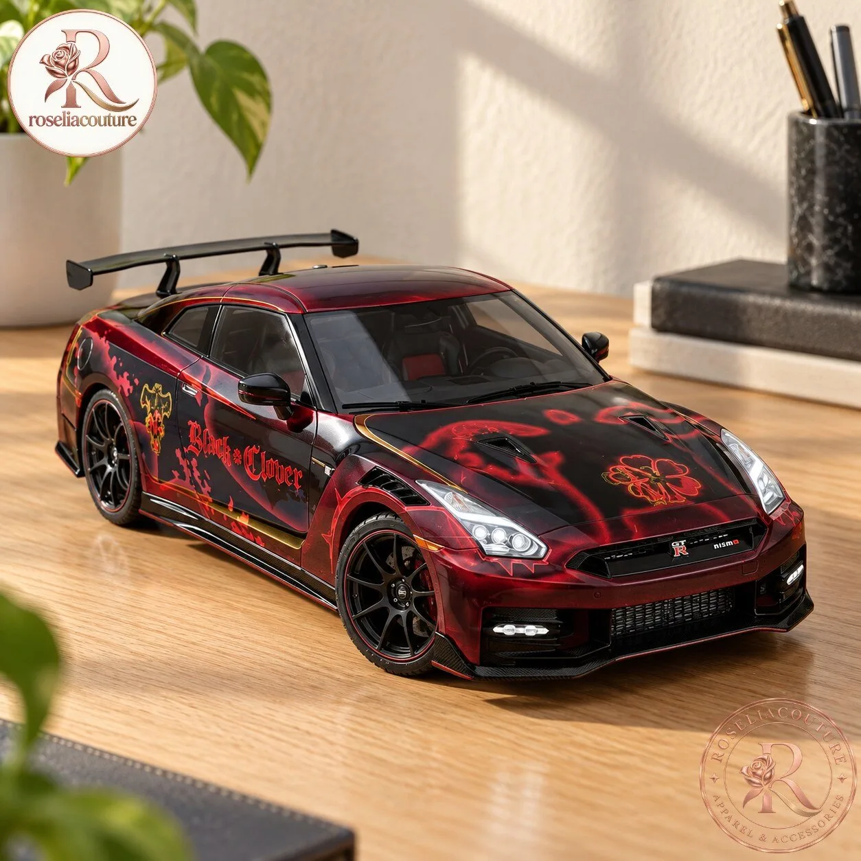 Nissan GT-R Black Clover Anime Model Car in Red and Black 7 Nissan GT-R Black Clover Anime Model Car in Red and Black