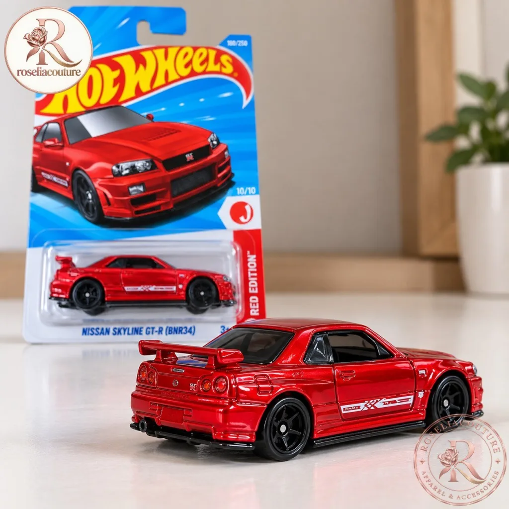 Hot Wheels Nissan Skyline GT-R BNR34 Red Edition Model Car Hot Wheels Nissan Skyline GT-R BNR34 Red Edition Model Car