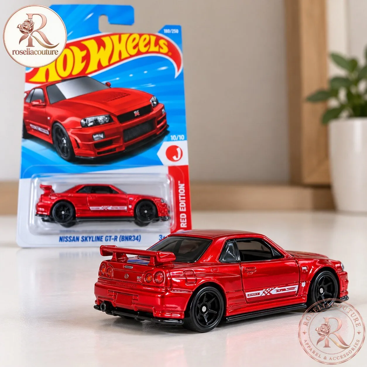 Hot Wheels Nissan Skyline GT-R BNR34 Red Edition Model Car
