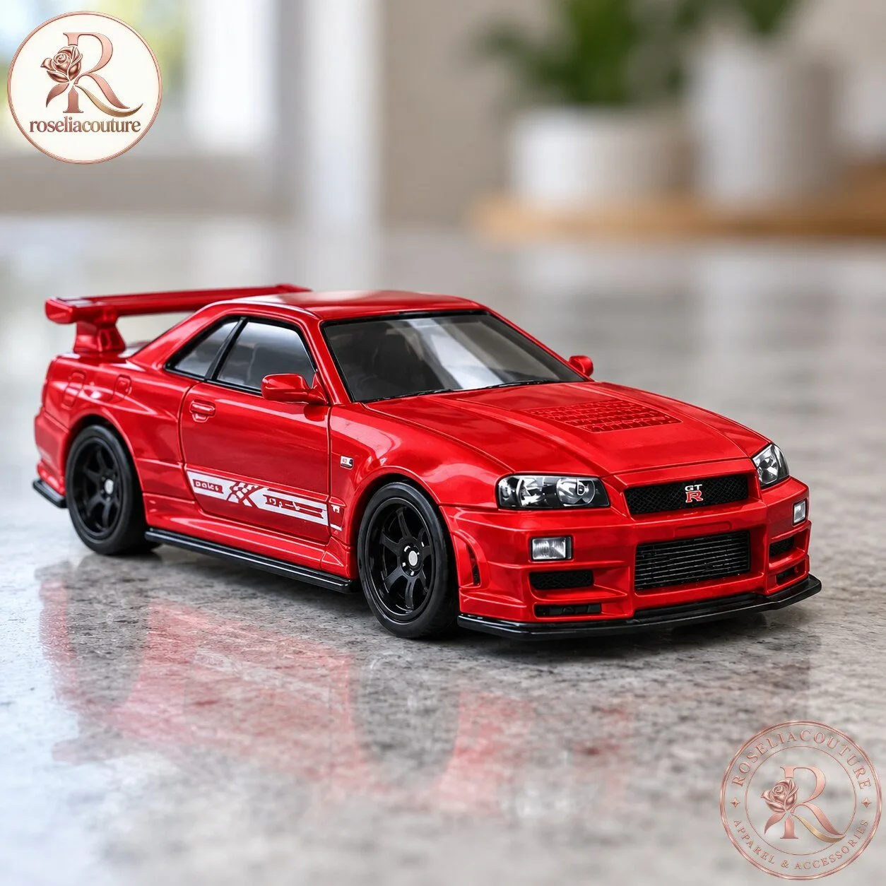 Hot Wheels Nissan Skyline GT-R BNR34 Red Edition Model Car 5 Hot Wheels Nissan Skyline GT-R BNR34 Red Edition Model Car