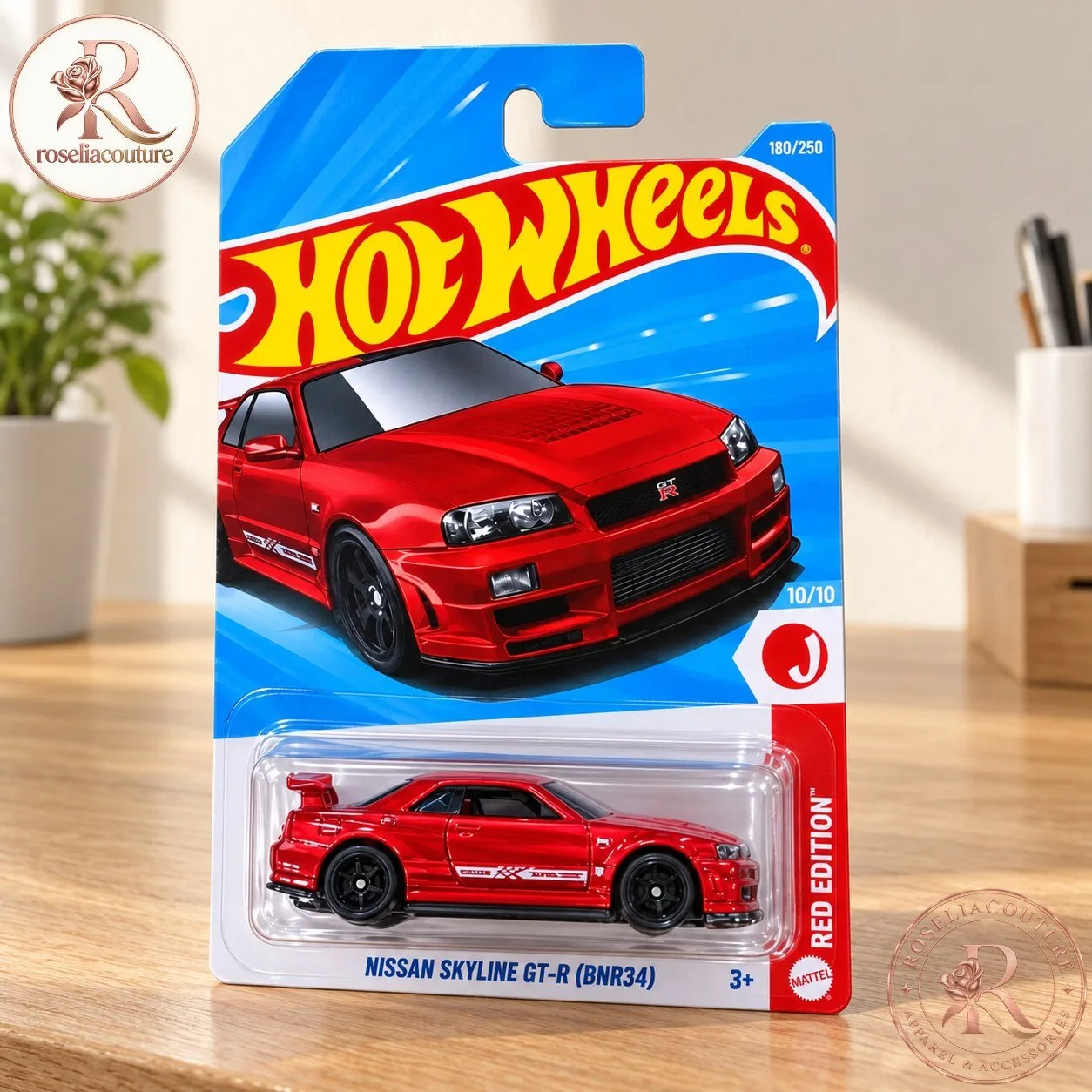 Hot Wheels Nissan Skyline GT-R BNR34 Red Edition Model Car 6 Hot Wheels Nissan Skyline GT-R BNR34 Red Edition Model Car