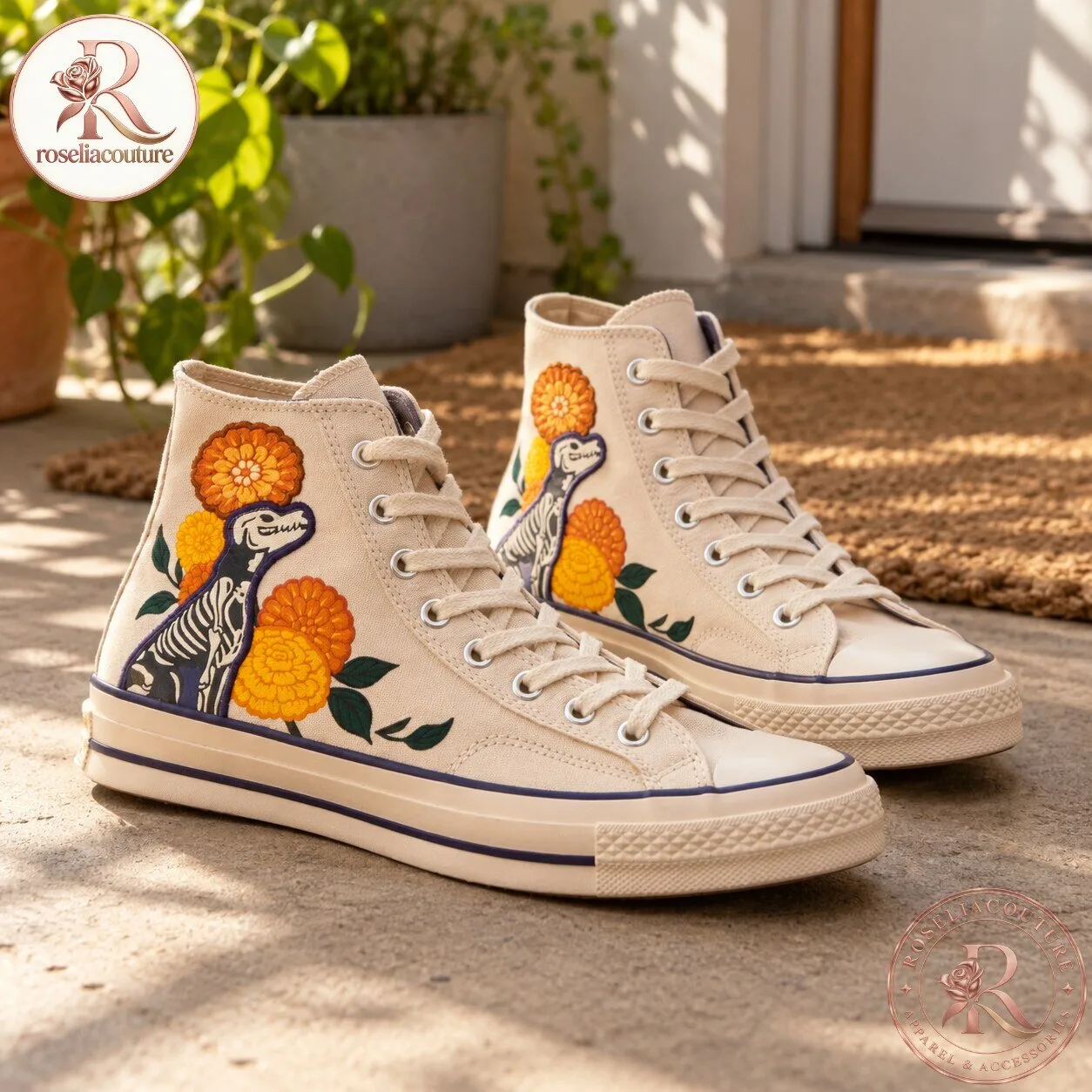 Converse Day of the Dead Floral High Top Sneakers 6 Converse Day of the Dead Floral High Top Sneakers