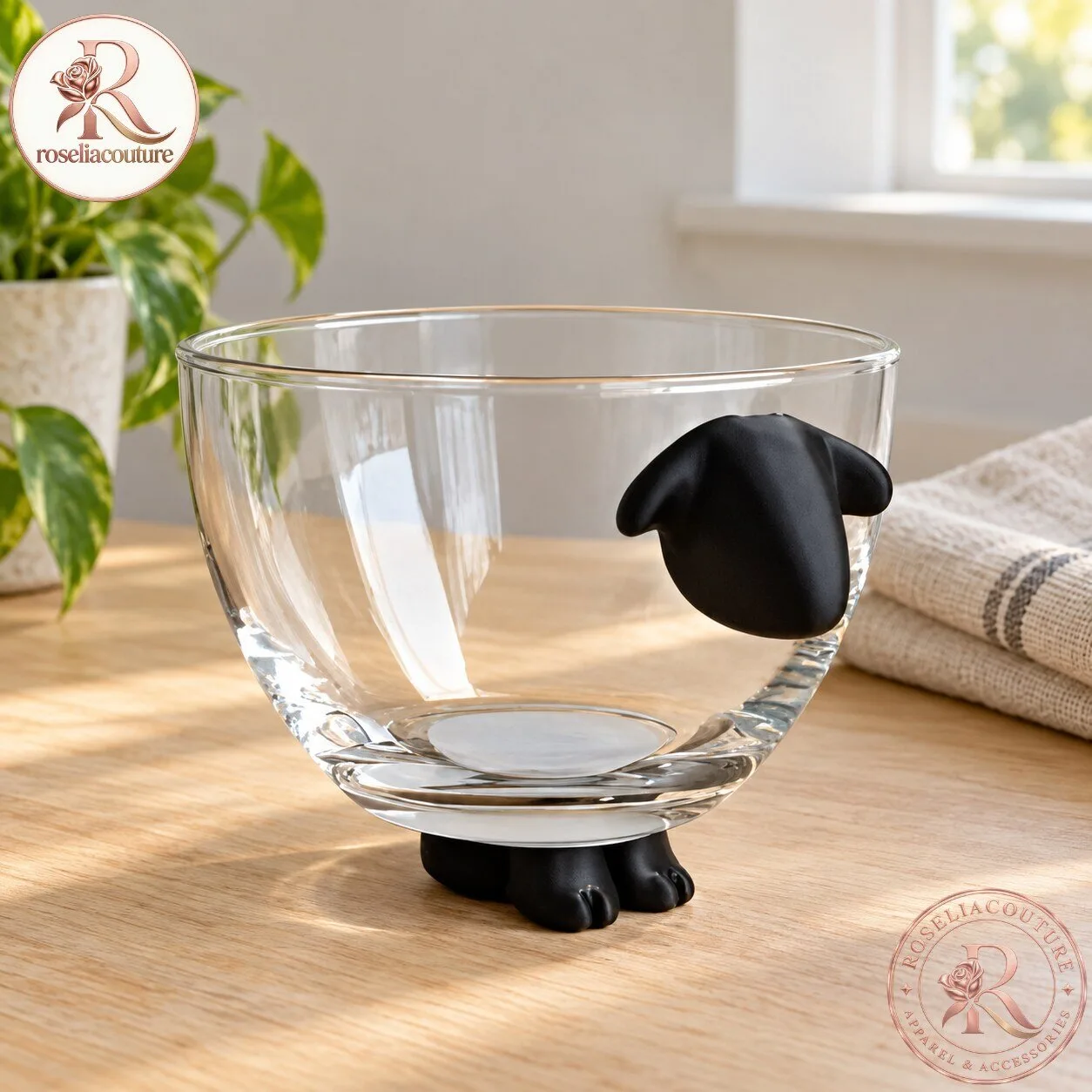 Black Cat Dessert Glass Bowl