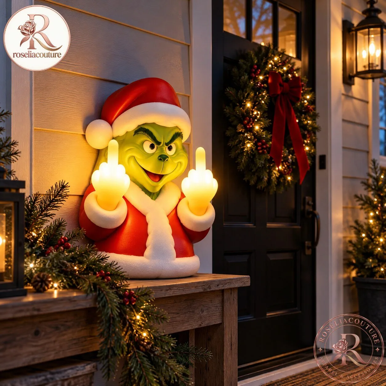 Naughty Grinch Light Up Christmas Porch Decoration 6 Naughty Grinch Light Up Christmas Porch Decoration