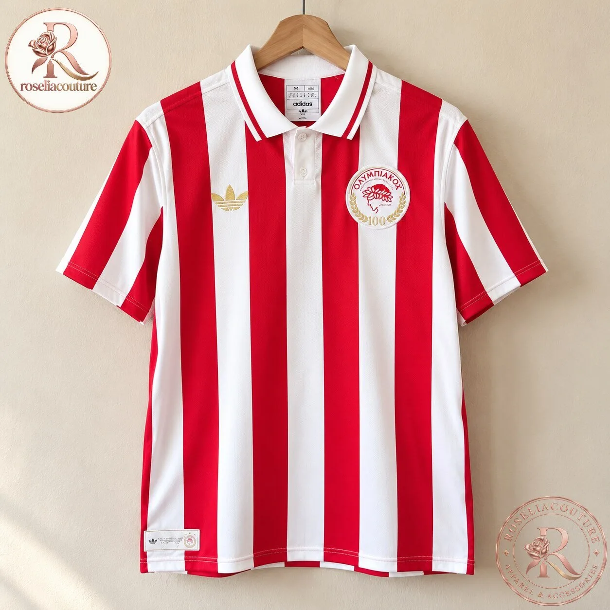 Olympiacos Adidas Red White Striped Football Jersey 6 Olympiacos Adidas Red White Striped Football Jersey