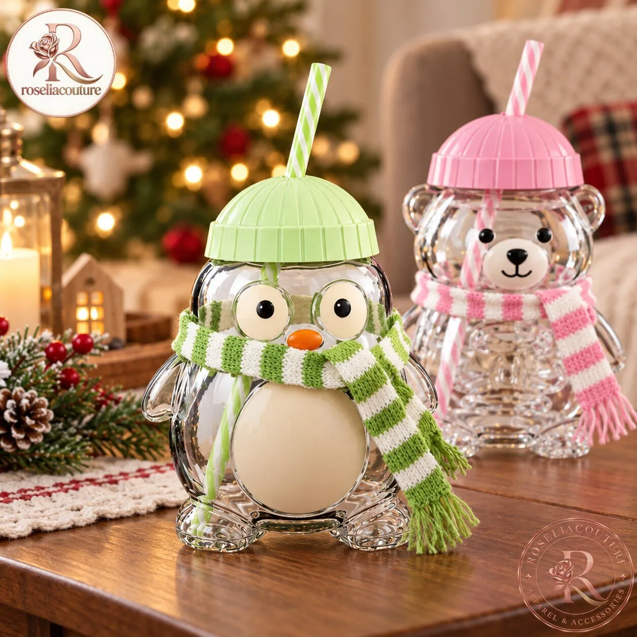 Owl Glass Drinking Cup with Green Hat Lid 5 Owl Glass Drinking Cup with Green Hat Lid