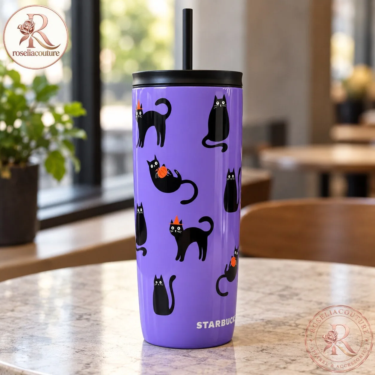 Starbucks Black Cat Tumbler 2026 Purple Halloween Cup