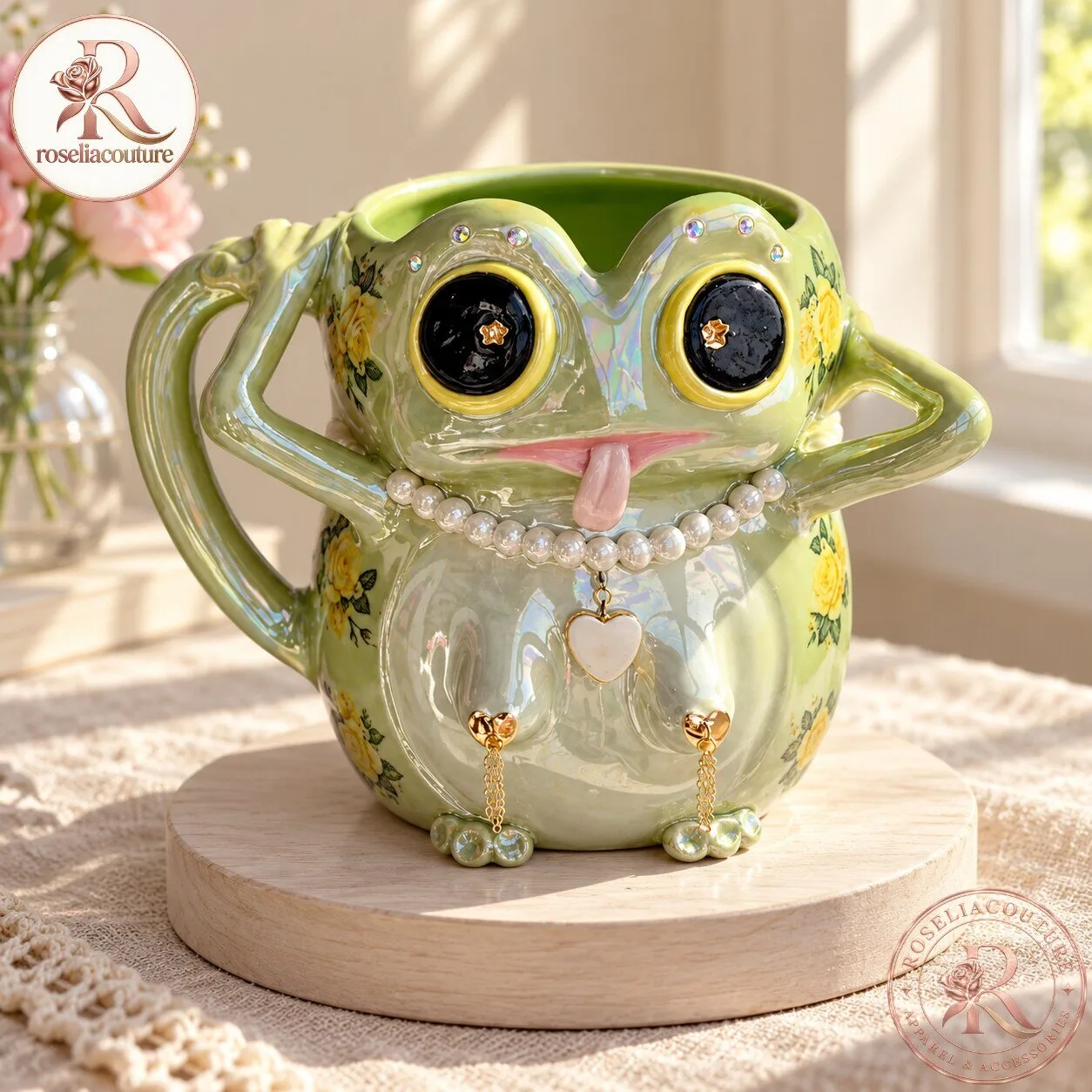 Hand Stuff Studio Frog Coffee Cup 2026 with Crystal Details