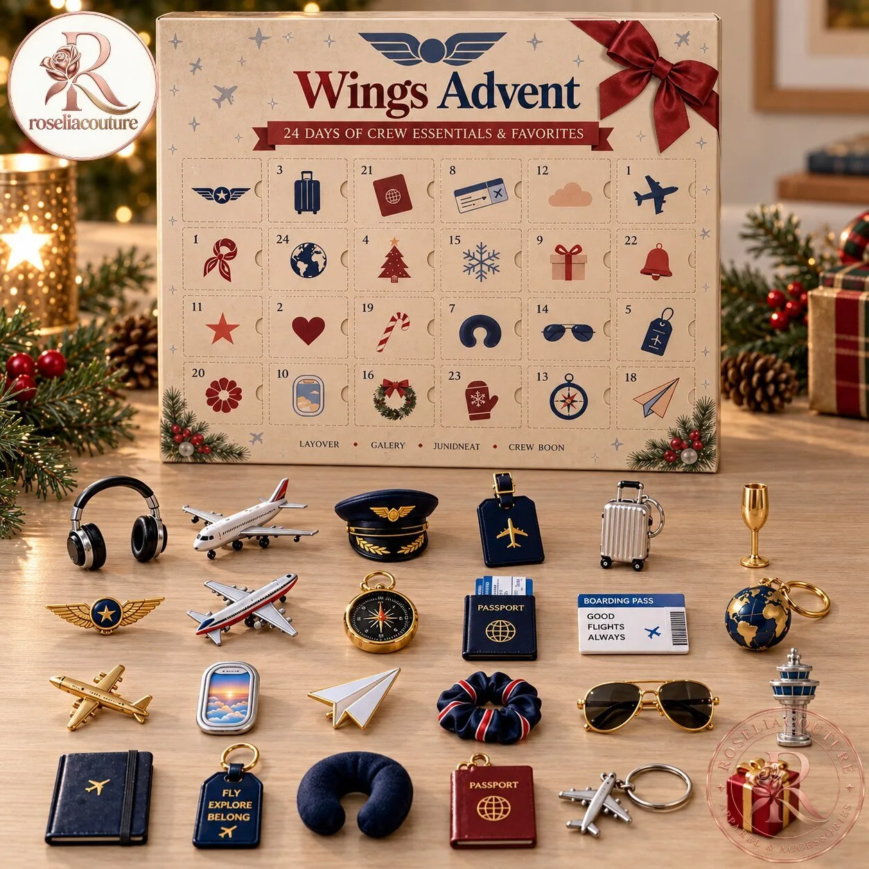 Wings Advent Calendar 2026 Christmas Gift for Flight Crew 6 Wings Advent Calendar 2026 Christmas Gift for Flight Crew