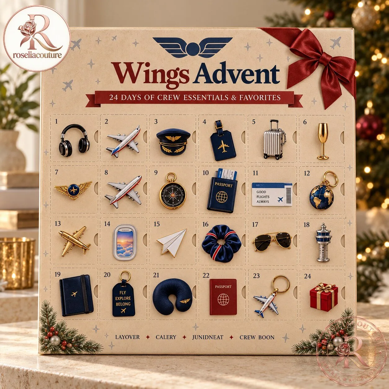 Wings Advent Calendar 2026 Christmas Gift for Flight Crew 7 Wings Advent Calendar 2026 Christmas Gift for Flight Crew