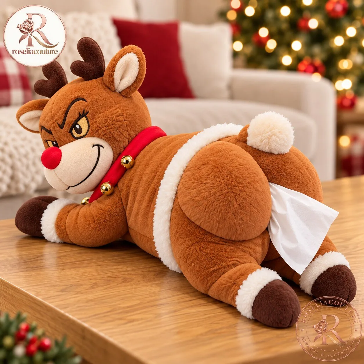 Funny Reindeer Plush Tissue Holder 2026 Christmas Decor