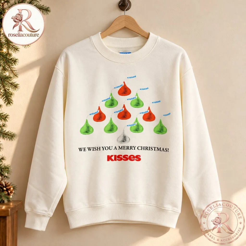 "Stylish Hershey’s Kisses Christmas Tree Sweatshirt: Perfect Holiday Gift Idea" 27 Hershey’s Kisses Christmas Tree Sweatshirt