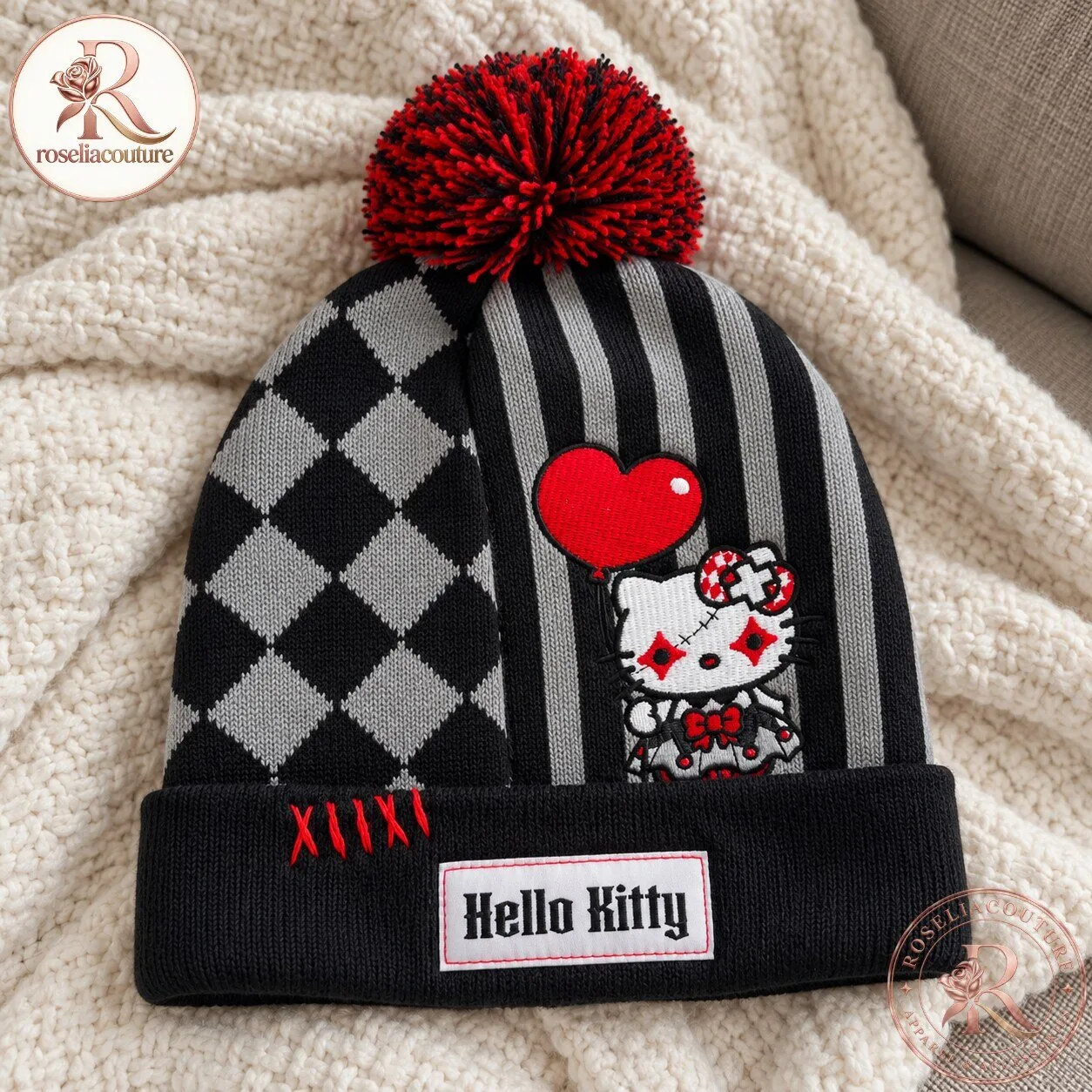 Hello Kitty Hello Black Parade Unisex Knit Beanie