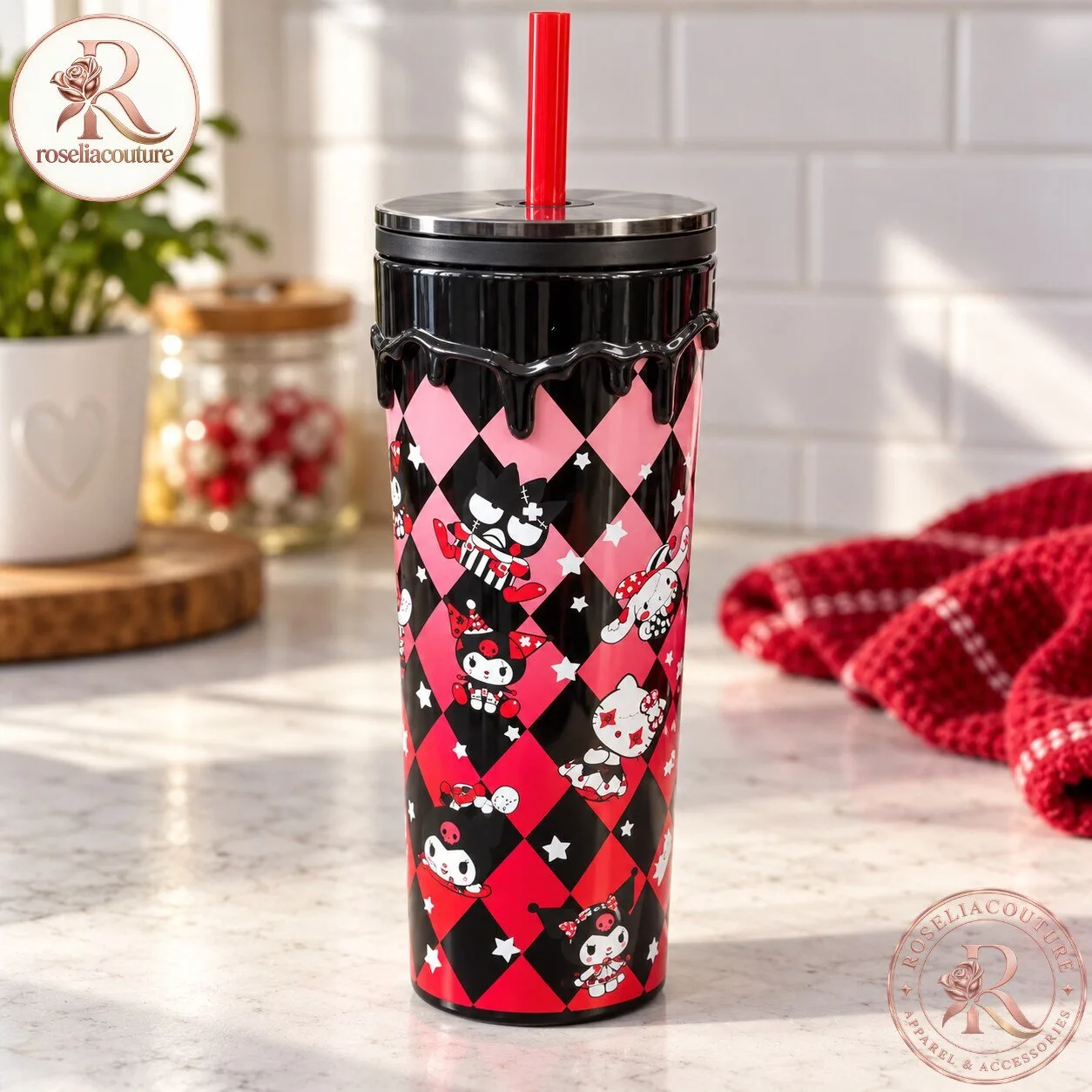 Hello Kitty and Kuromi Gothic Style Tumbler