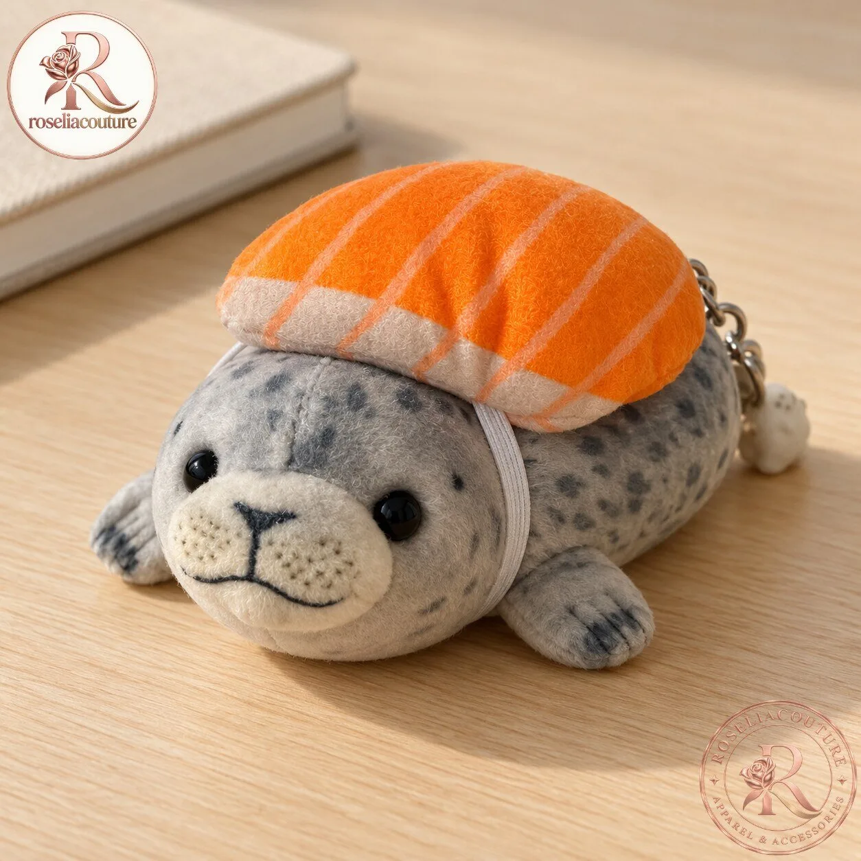 Salmon Sushi Seal Plush Keychain