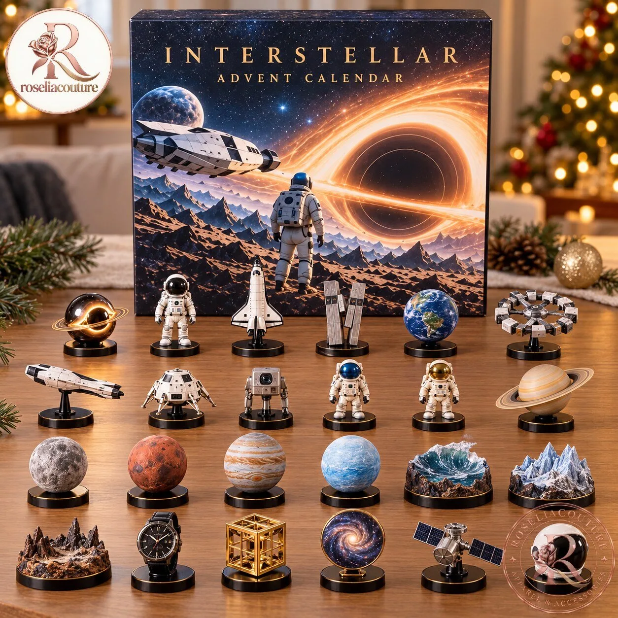 Interstellar Advent Calendar with 24 Space Themed Ornaments