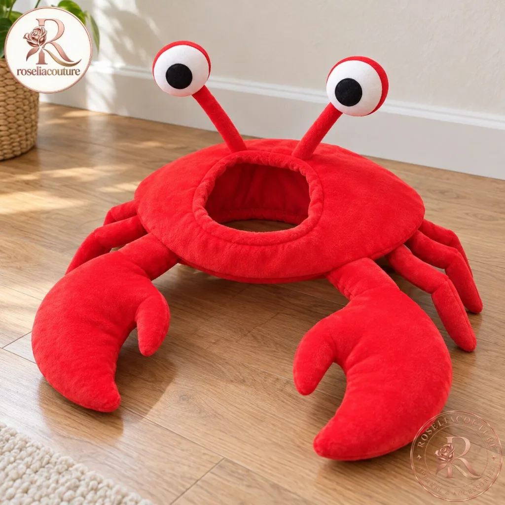 Red Plush Crab Halloween Costume for Dogs Red Plush Crab Halloween Costume for Dogs