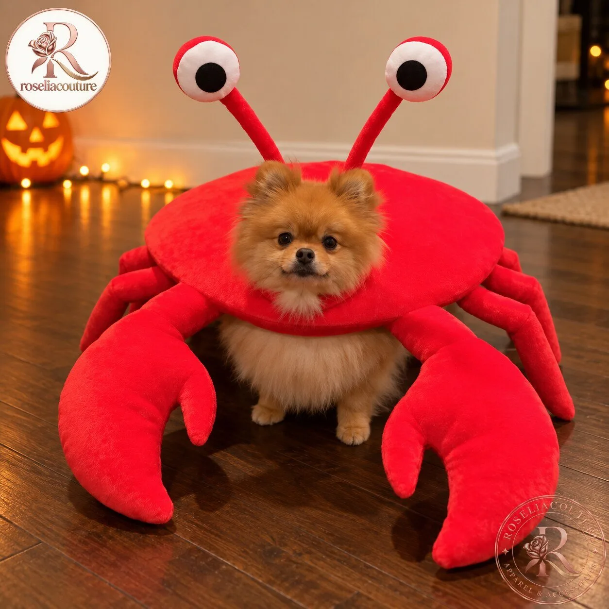 Red Plush Crab Halloween Costume for Dogs 6 Red Plush Crab Halloween Costume for Dogs