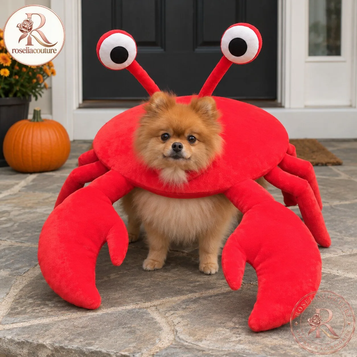 Red Plush Crab Halloween Costume for Dogs 7 Red Plush Crab Halloween Costume for Dogs