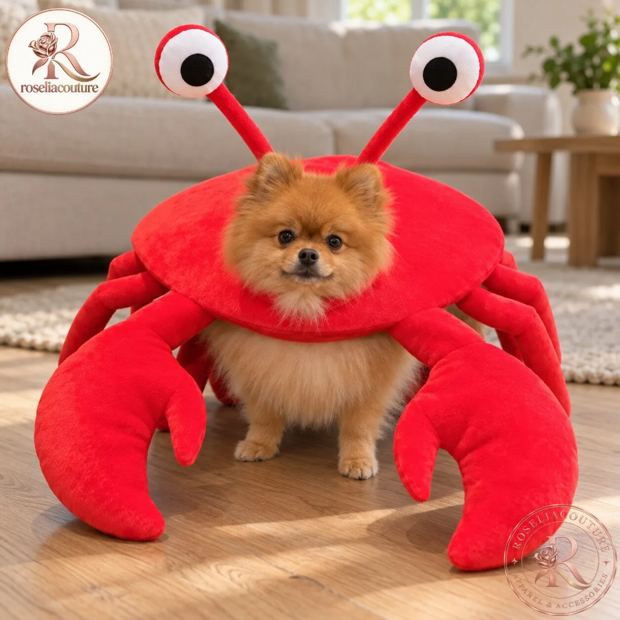 Red Plush Crab Halloween Costume for Dogs 8 Red Plush Crab Halloween Costume for Dogs