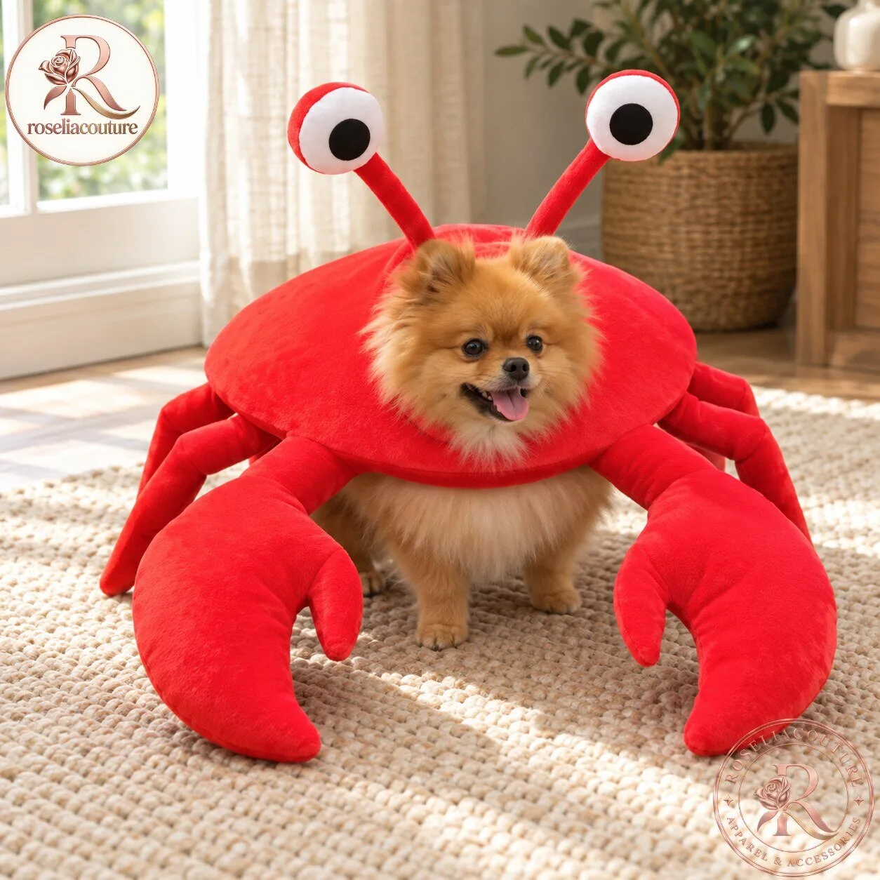 Red Plush Crab Halloween Costume for Dogs 9 Red Plush Crab Halloween Costume for Dogs