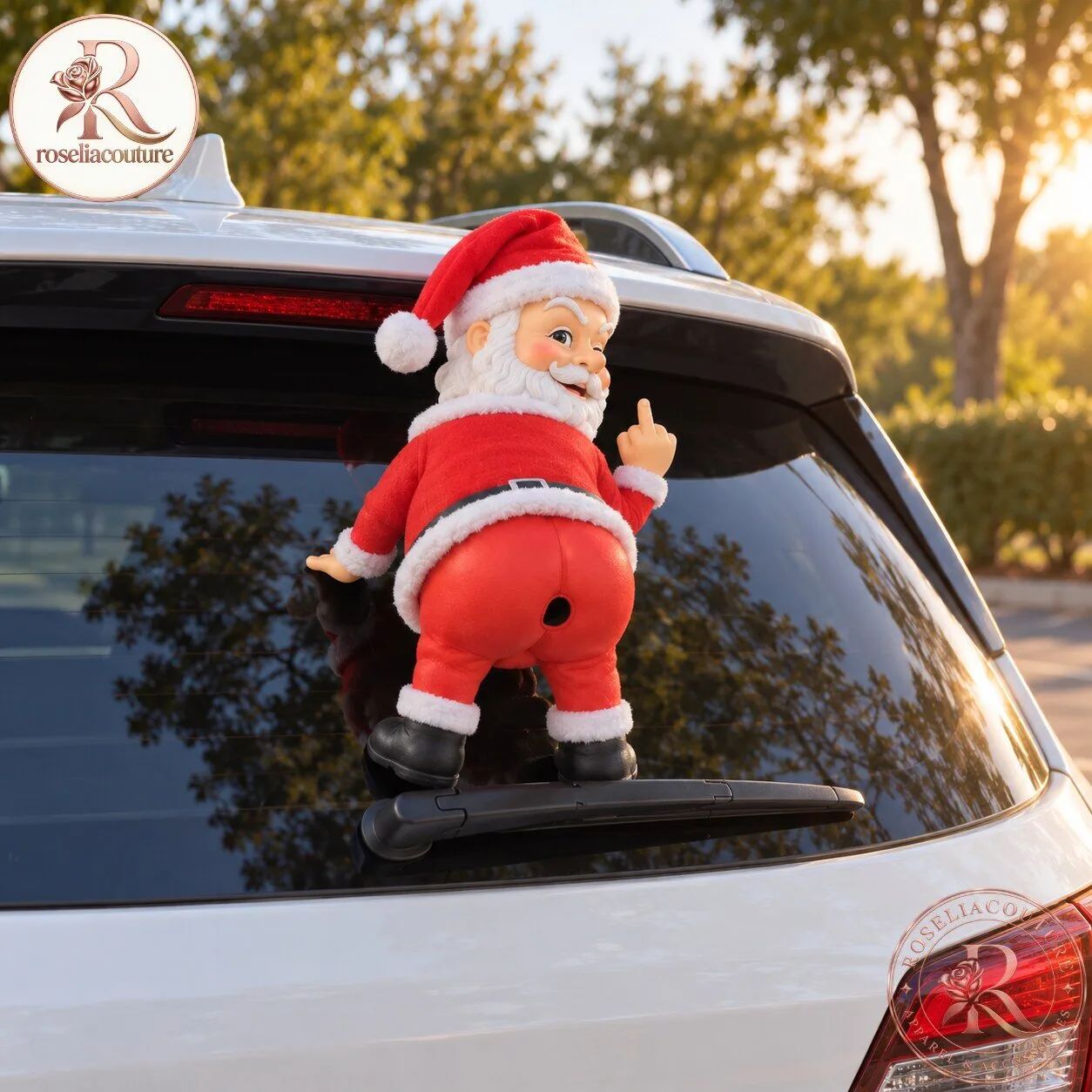 Funny Santa Middle Finger Car Decoration Christmas Gag Gift
