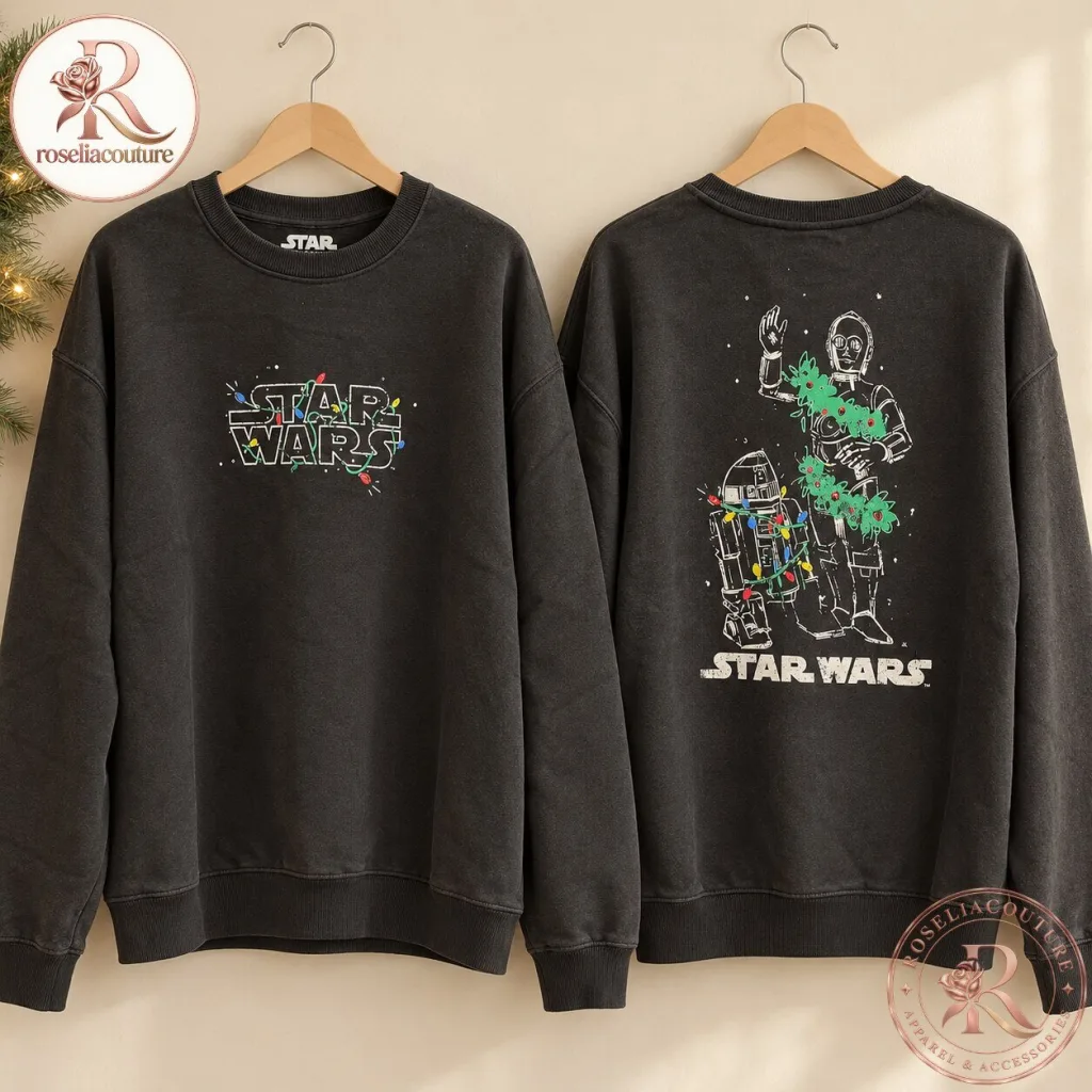 "Get Cozy: Star Wars Christmas Lights Sweatshirt for Festive Comfort" 22 Star Wars Christmas Lights Crewneck Sweatshirt