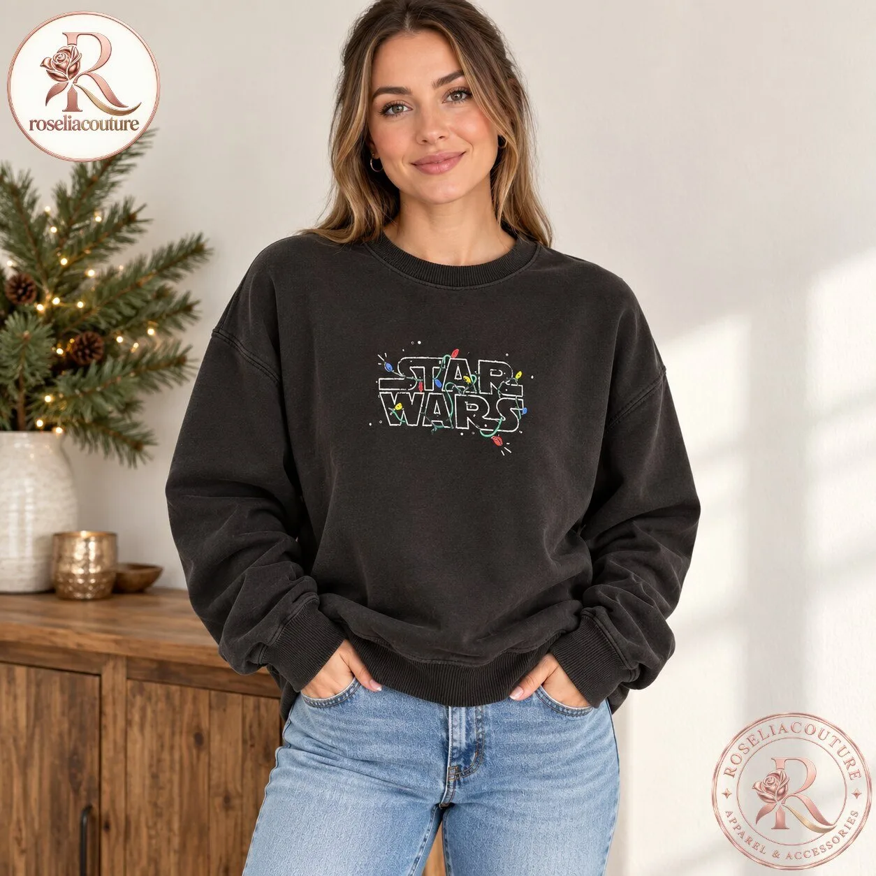 Star Wars Christmas Lights Crewneck Sweatshirt 7 Star Wars Christmas Lights Crewneck Sweatshirt
