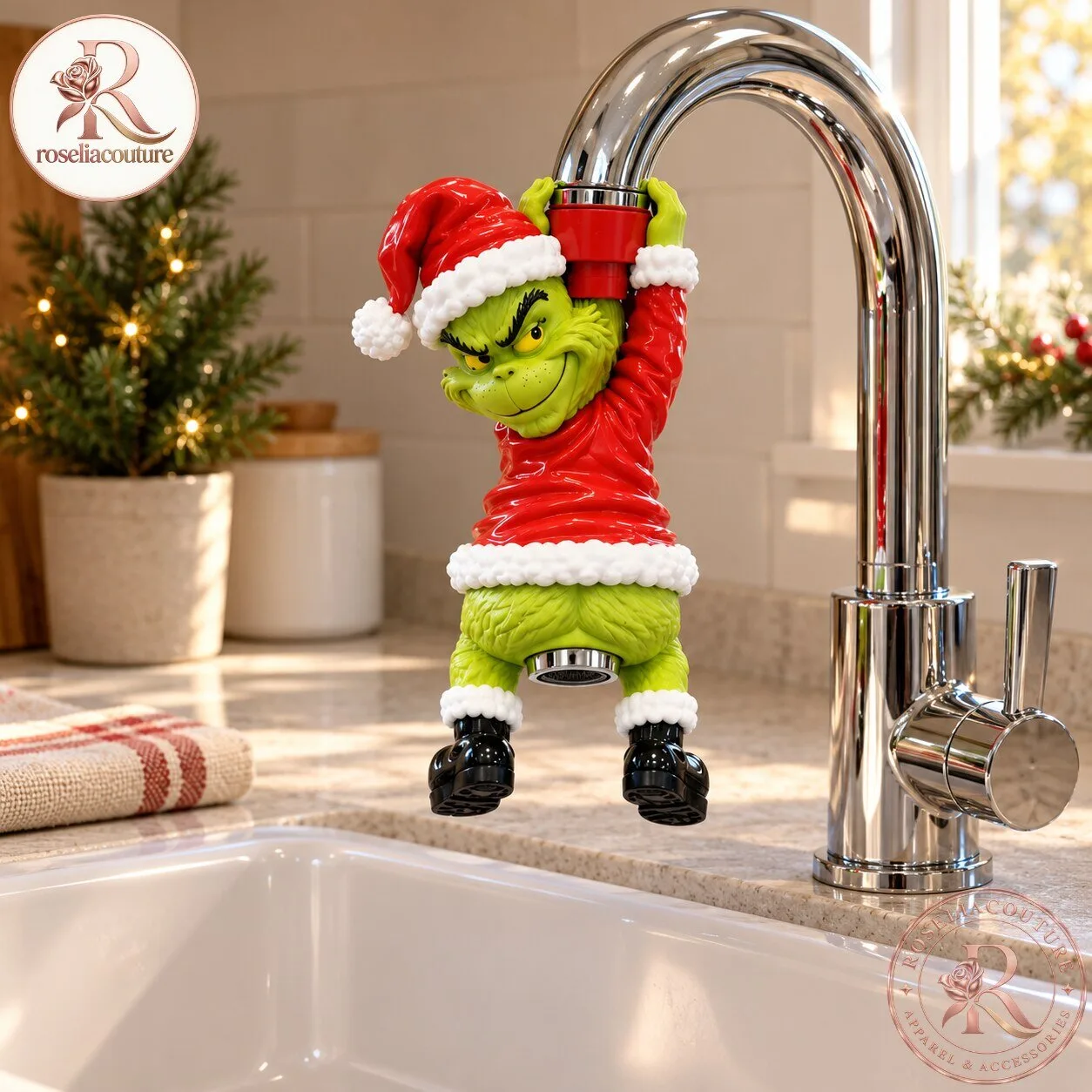 Grinch Christmas Faucet Cover for Kitchen Sink 5 Grinch Christmas Faucet Cover for Kitchen Sink