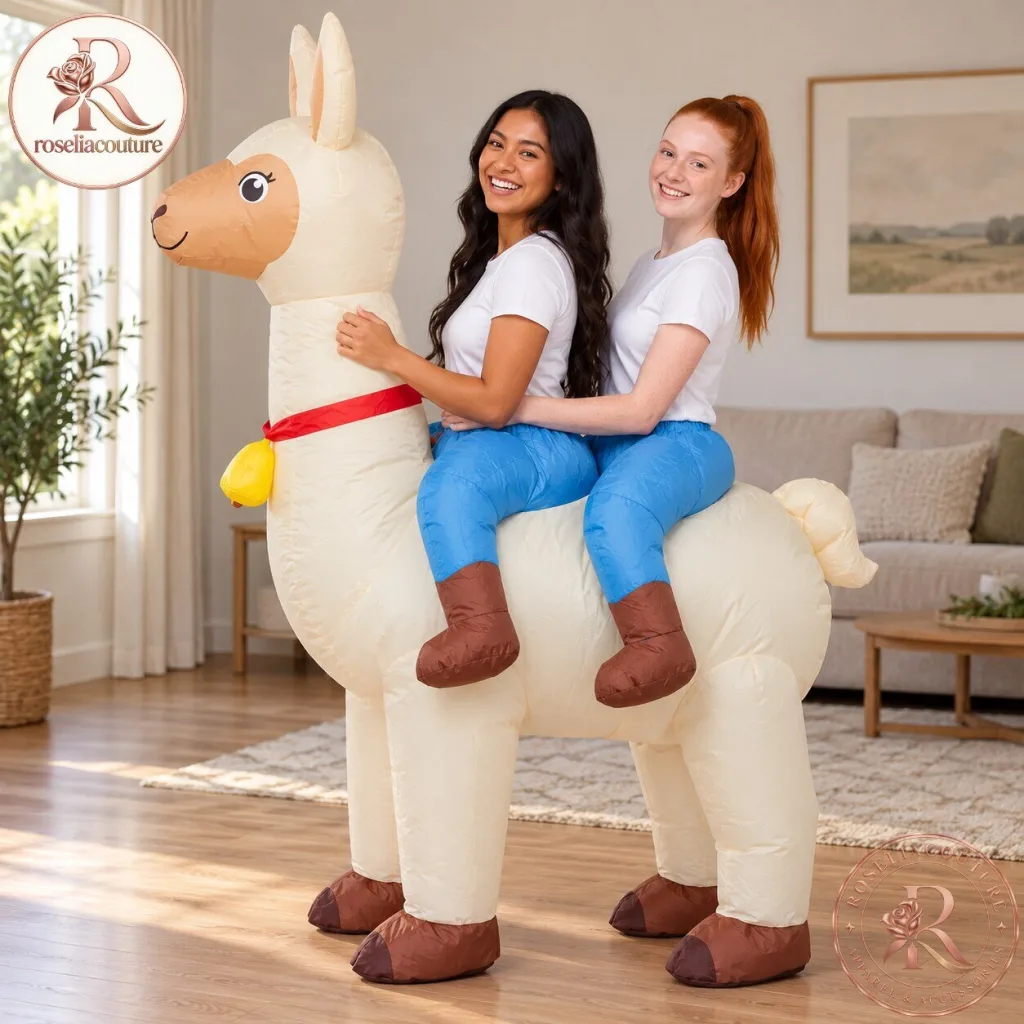 "Double the Fun: Llama Duo Inflatable Costume for Two Adults" 9 Llama Duo Inflatable Costume for Two